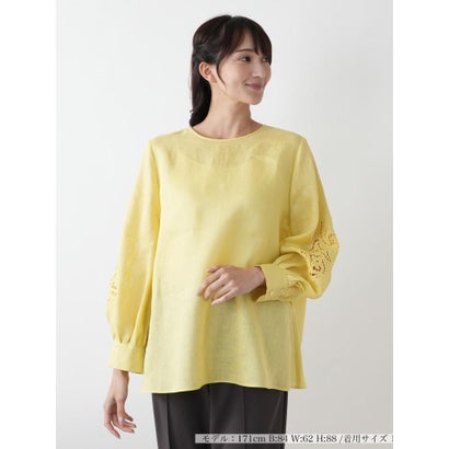 レリアンプラスハウス Leilian PLUS HOUSE 刺繍バルーンスリーブブラウス【プラス企画】 （イエロー）｜詳細画像