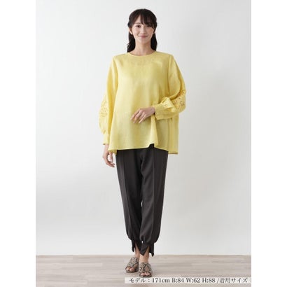 レリアンプラスハウス Leilian PLUS HOUSE 刺繍バルーンスリーブブラウス【プラス企画】 （イエロー）｜詳細画像
