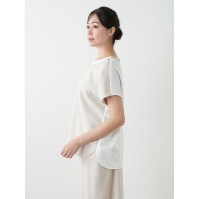 レリアンプラスハウス Leilian PLUS HOUSE 【店頭人気】異素材切替カットソー （ベージュ）｜詳細画像