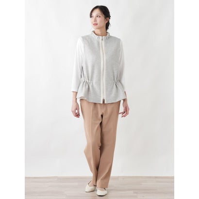 レリアンプラスハウス Leilian PLUS HOUSE 【店頭人気】スタンドカラーラメジップベスト【ROCHAS Premiere】 （ライトグレー）｜詳細画像