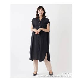 前あきロングブラウス【プラス企画】 （ブラック）