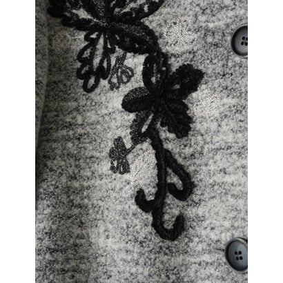 花柄刺しゅうブークレコート （ライトグレー）｜詳細画像