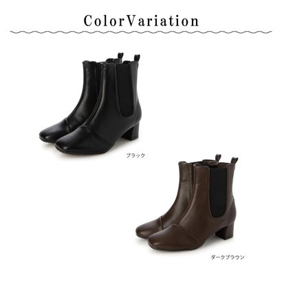 【Le son/ル ソン】撥水加工ミドルサイドゴアヒールブーツ （ブラック）｜詳細画像