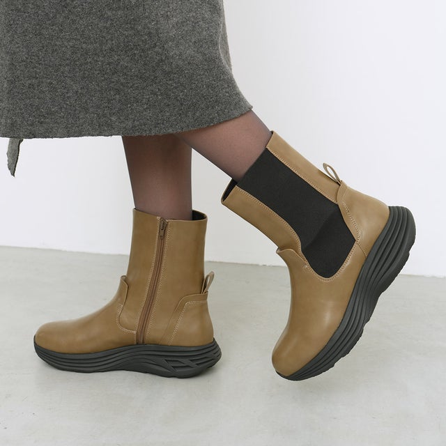 軽量厚底サイドゴアショートブーツ(L156) （KHAKI）