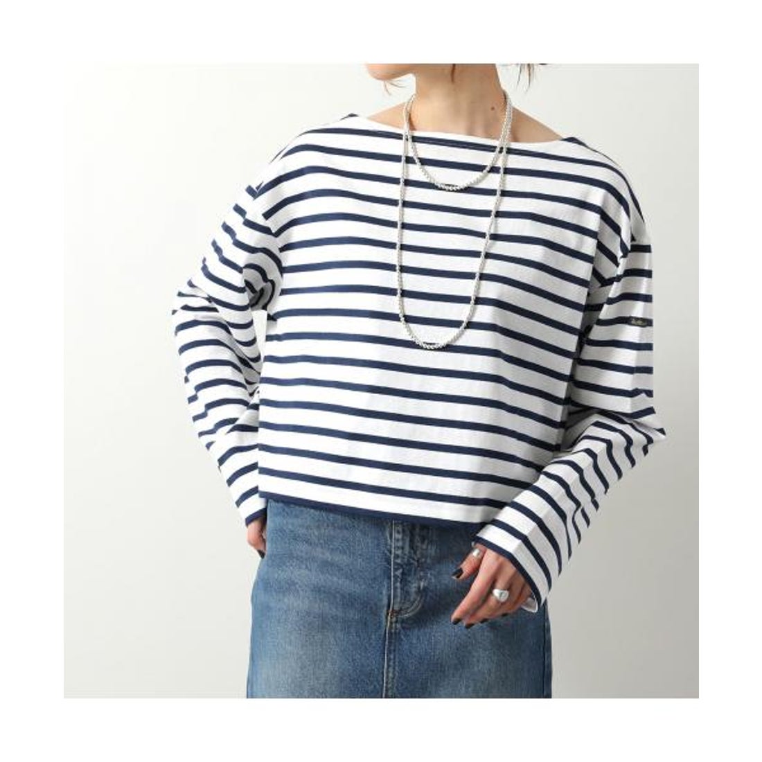 ルミノア Le Minor Le Minor 長袖 Tシャツ 123301F ボーダー （Blanc 