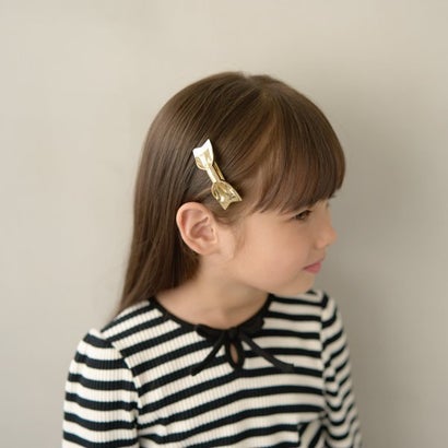 リボン型ヘアクリップ （ゴールド）｜詳細画像