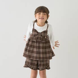 【セットアップ】リボンドッキング長袖トップス・ボトムセットアップ （モカ茶）