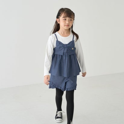【セットアップ】リボンドッキング長袖トップス・ボトムセットアップ （黒）｜詳細画像