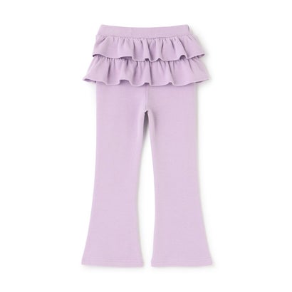 【ともパン】【裏起毛】フリル付きフレアパンツ （ブルー グレー）｜詳細画像