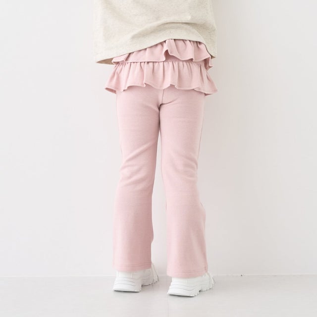 【ともパン】【裏起毛】フリル付きフレアパンツ （ライト ピンク）