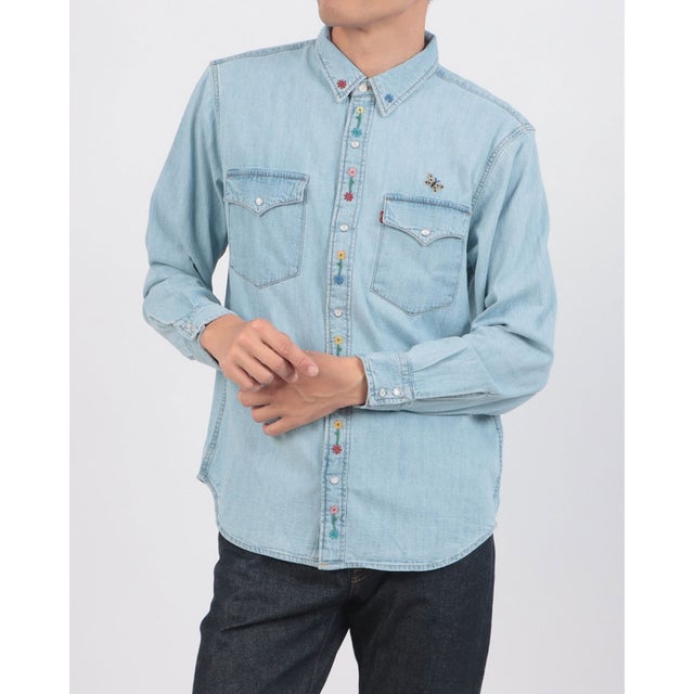 リラックスフィット ウエスタンシャツ （Medium Indigo - Flat Finish）