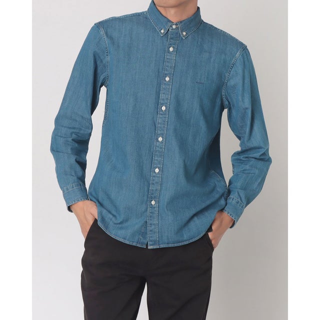 オーセンティック ボタンダウンシャツ ミディアムインディゴ （Medium Indigo - Flat Finish）