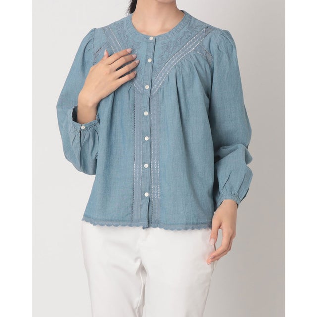 クレオ ロングスリーブブラウス （Medium Indigo - Flat Finish）