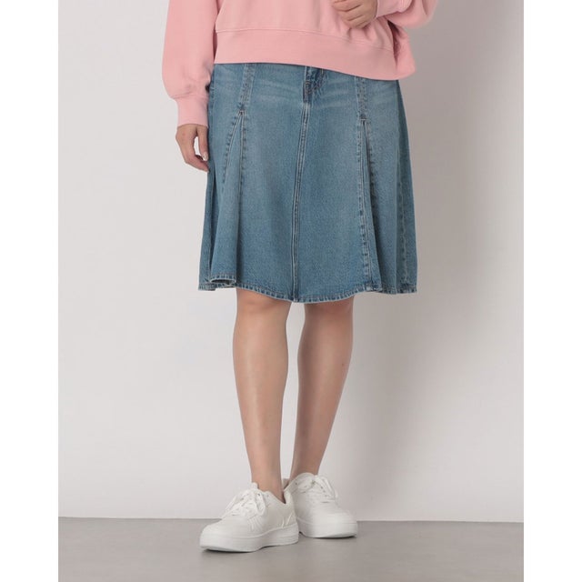 テンセル ゴデットフレアスカート ミディアムインディゴ （Medium Indigo - Worn In）