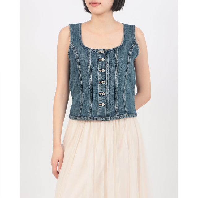 SCULPTED デニムタンクトップ （Dark Indigo - Worn In）