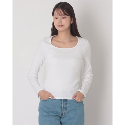 エッセンシャル スクエアネック ロングスリーブ Tシャツ （Whites）｜詳細画像