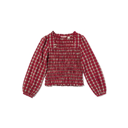 リーバイス LEVI'S ヘザー ギャザー 長袖ブラウス （Reds）｜詳細画像