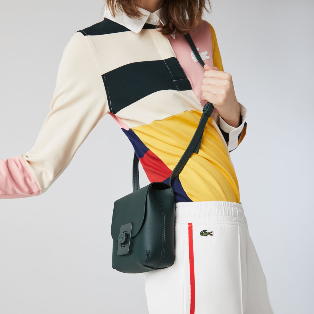 ラコステ LACOSTE クロコクルー シーズナル スクエアレザーショルダー 