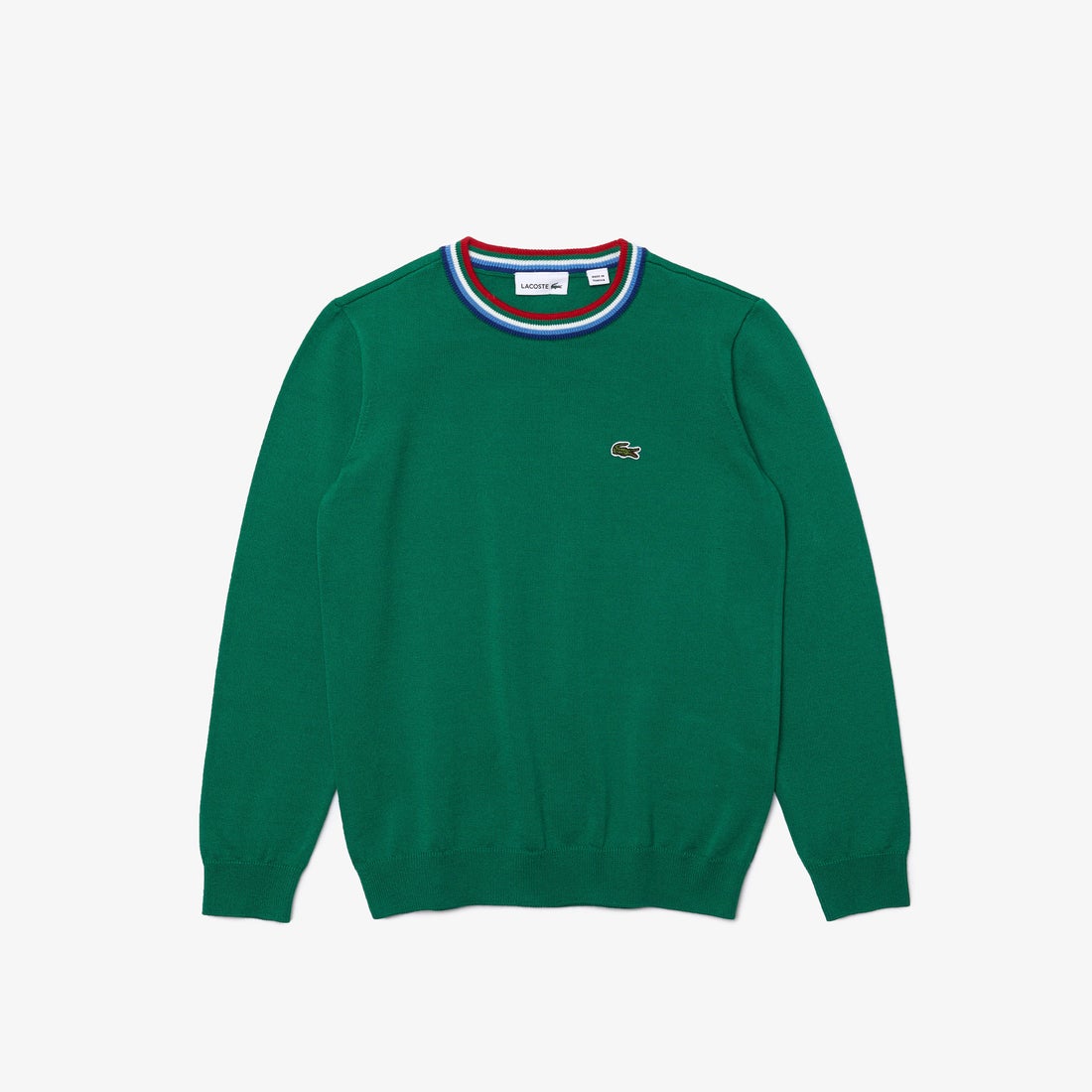 ラコステ LACOSTE BOYSマルチボーダーリブネックスウェット （グリーン 