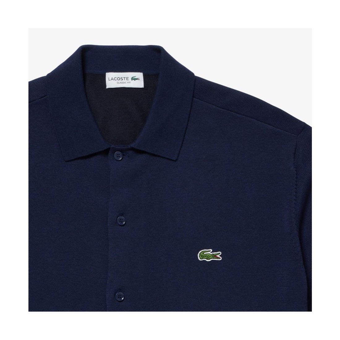 ラコステ LACOSTE ハイゲージニットオープンカラーシャツ （グリーン 