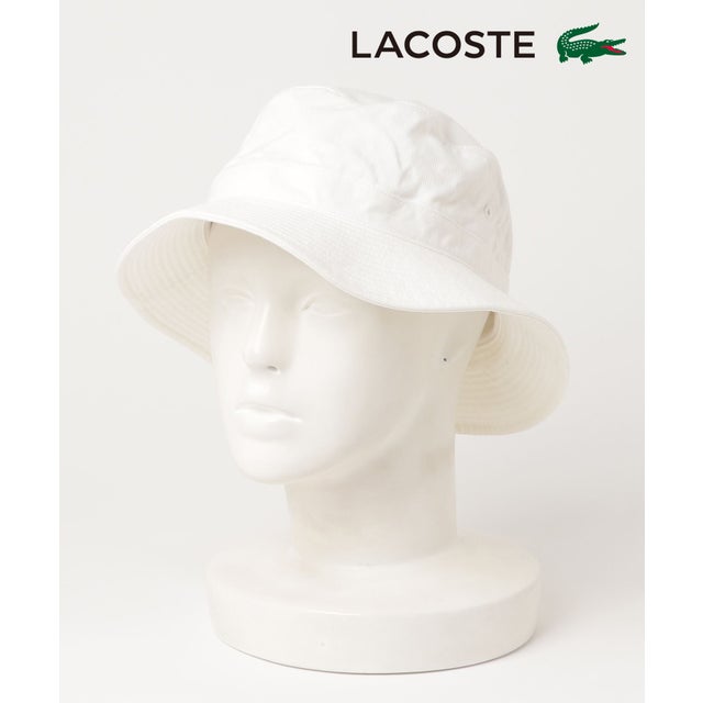【/ ラコステ】コットンツイルワンポイントロゴバケットハット L3981 （ホワイト）