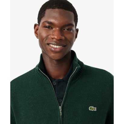 ラコステ LACOSTE ハイネックフルジップ ウールニットセーター / ドライバーズニット （ネイビー）｜詳細画像