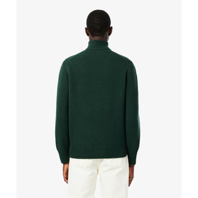 ラコステ LACOSTE ハイネックフルジップ ウールニットセーター / ドライバーズニット （ネイビー）｜詳細画像