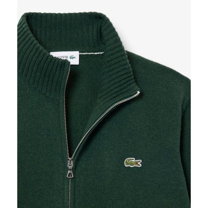 ラコステ LACOSTE ハイネックフルジップ ウールニットセーター / ドライバーズニット （ネイビー）｜詳細画像