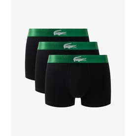 コントラストワニロゴウエストバンドトランクショーツ3枚セット （ブラック）