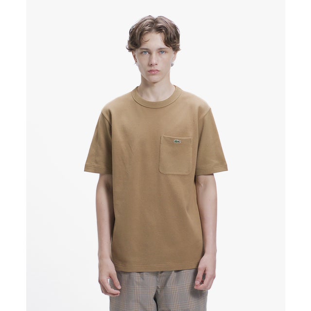 鹿の子地ポケット半袖Tシャツ （ライトブラウン）