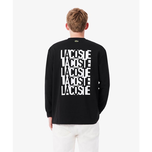 ブランドネームロゴグラフィックバックプリントロングスリーブTシャツ （ブラック）