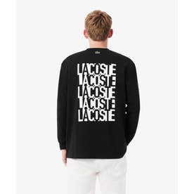 ブランドネームロゴグラフィックバックプリントロングスリーブTシャツ （ブラック）