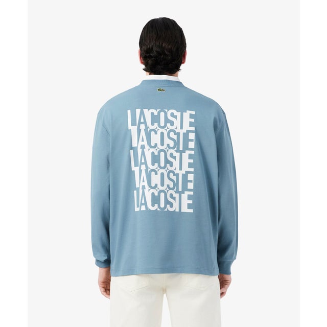 ブランドネームロゴグラフィックバックプリントロングスリーブTシャツ （ライトブルー）