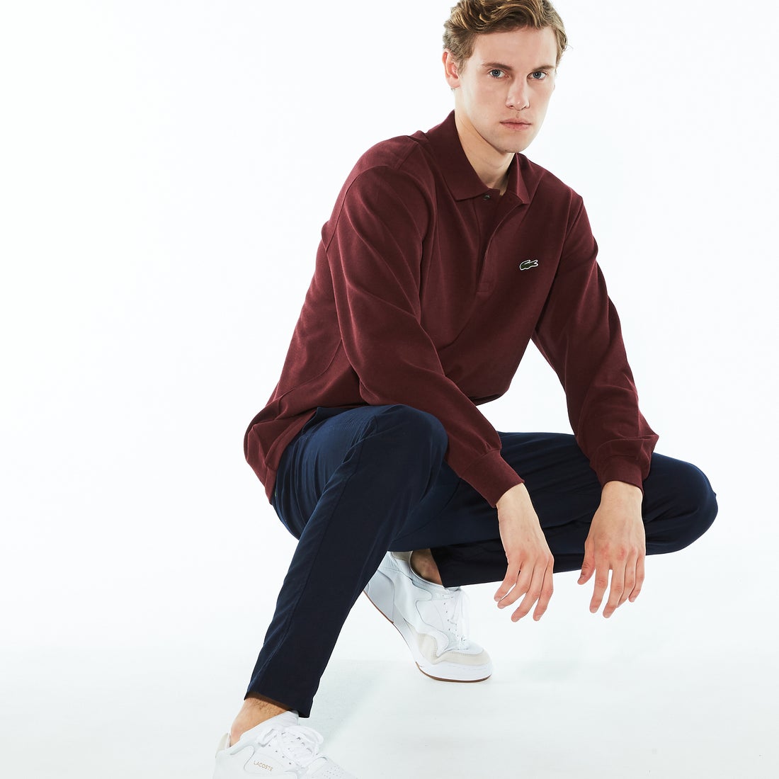 ラコステ LACOSTE 長袖 リブ カラ-ポロシャツ L1313 （杢・長袖 