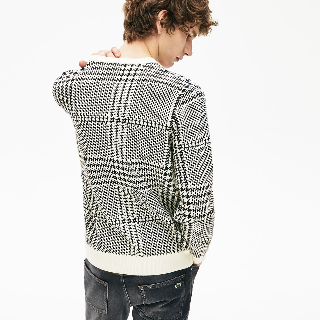 ラコステ LACOSTE カシミアブレンドコットンジャージハウンドトゥース