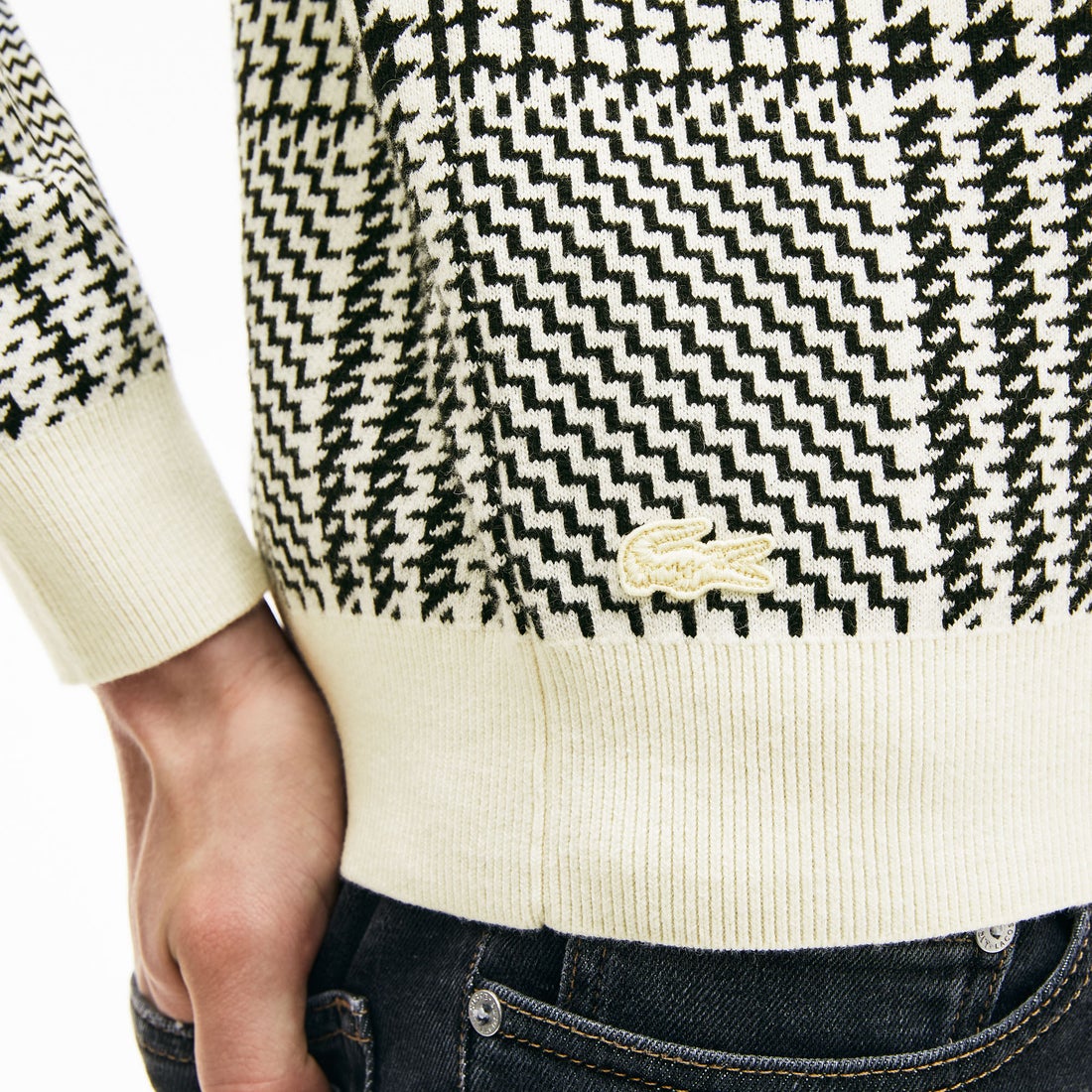 ラコステ LACOSTE カシミアブレンドコットンジャージハウンドトゥース 