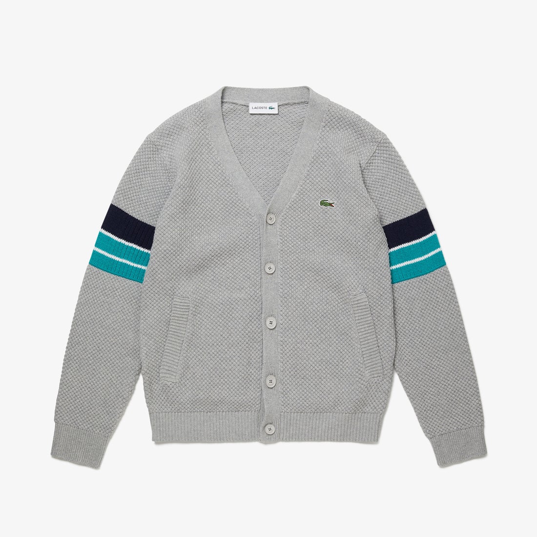 ラコステ LACOSTE ライトコットン Vカーディガン （チャコールグレー 