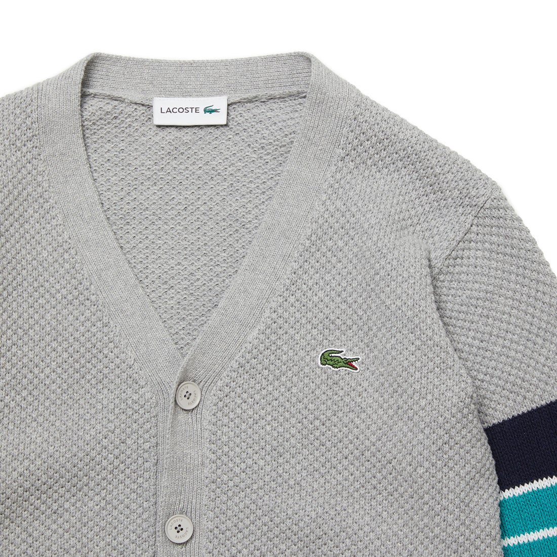 ラコステ LACOSTE ライトコットン Vカーディガン （チャコールグレー 