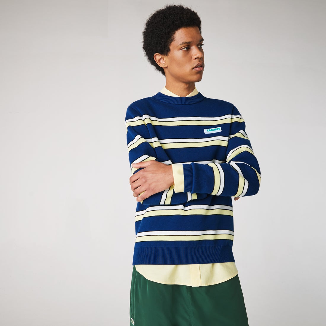 ラコステ LACOSTE LACOSTE L!VEボーダーコットンニットセーター 