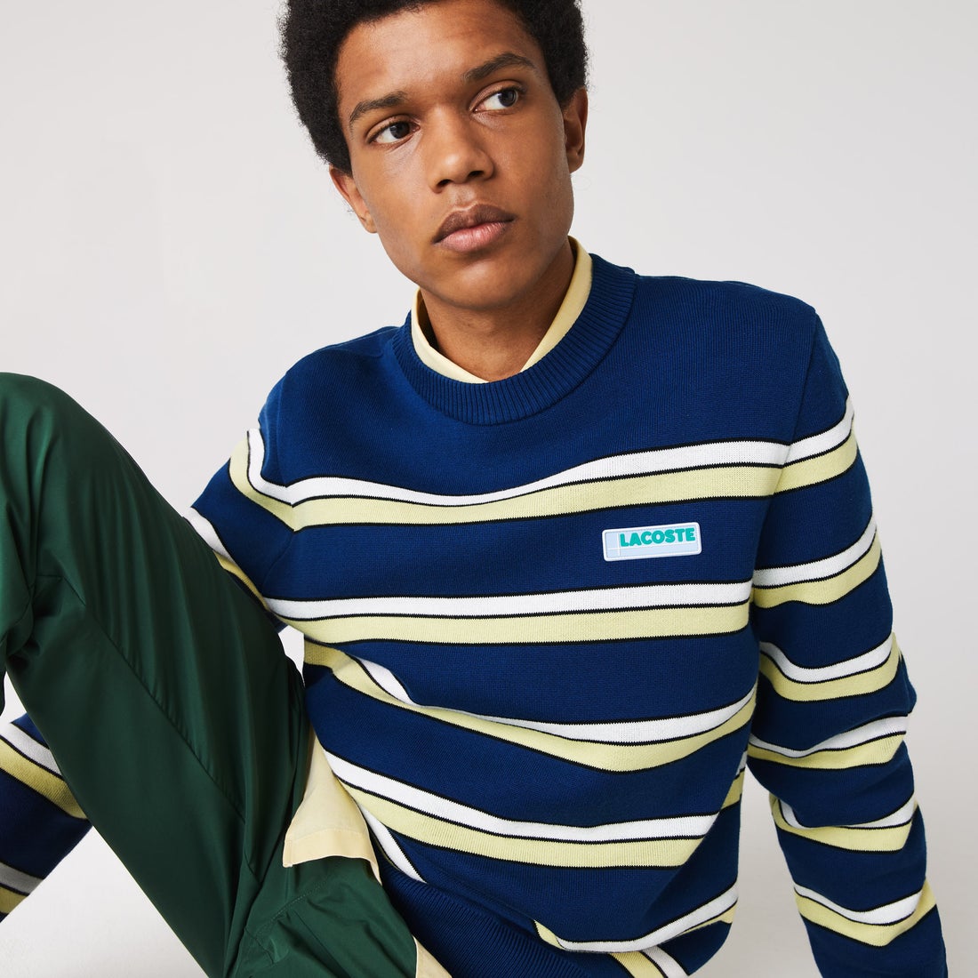 ラコステ LACOSTE LACOSTE L!VEボーダーコットンニットセーター
