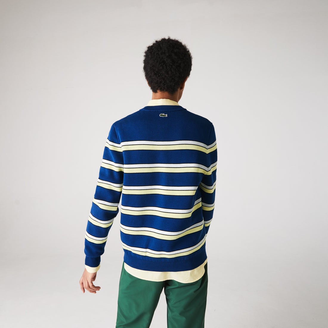ラコステ LACOSTE LACOSTE L!VEボーダーコットンニットセーター 
