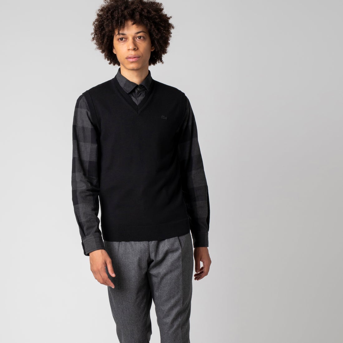 ラコステ LACOSTE マシンウォッシャブル ウール×クールマックスVネック 