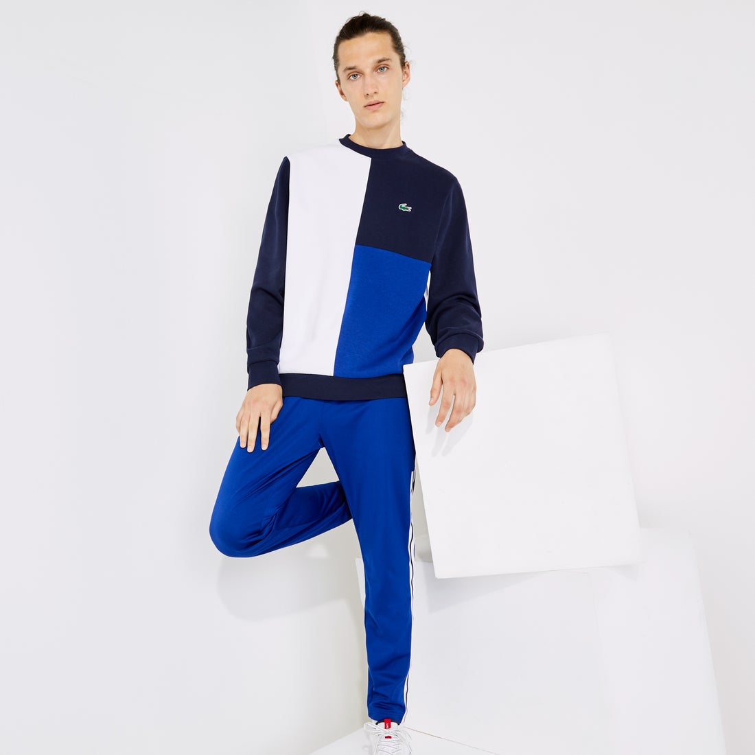 ラコステ LACOSTE フロントカラーブロッキングクルーネック （ネイビー 