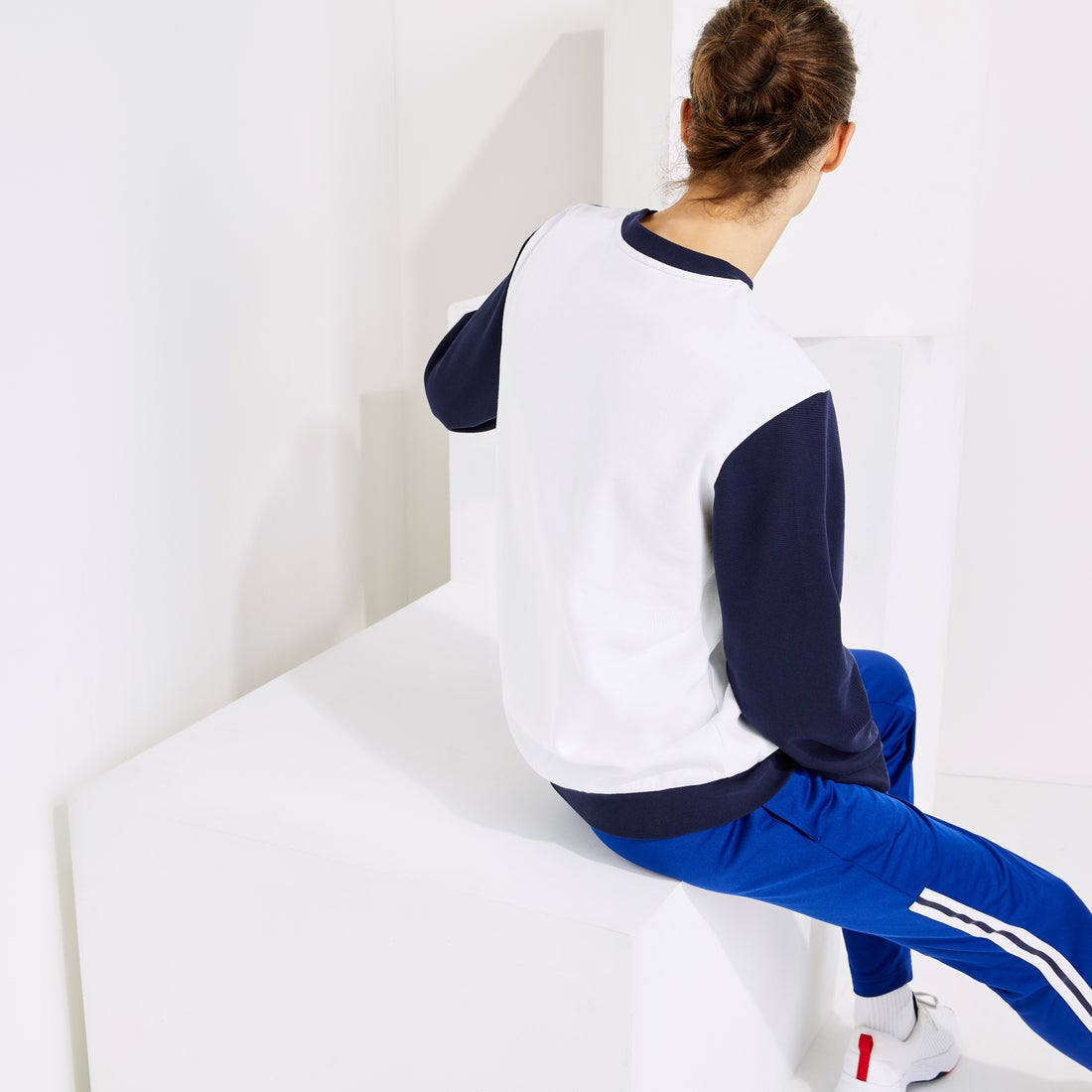 ラコステ LACOSTE フロントカラーブロッキングクルーネック （ネイビー 