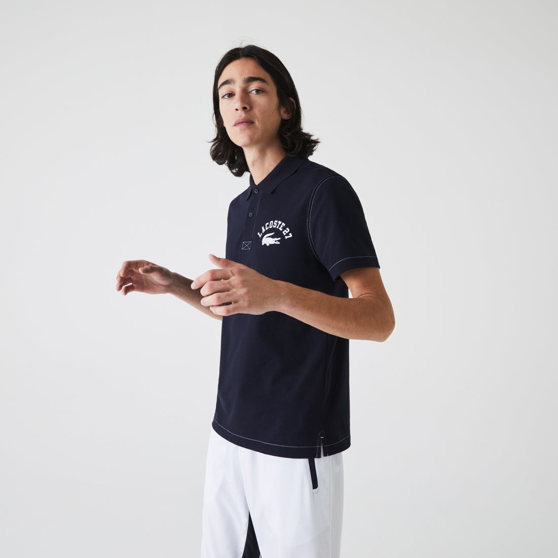 ラコステ Lacoste カレッジロゴプリントポロシャツ ネイビー ラグジュアリーブランド通販 ロコンドデパートメント Locondo Departmemt