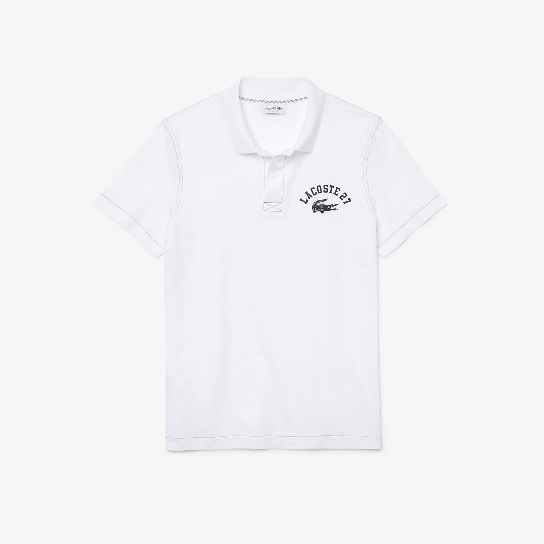 ラコステ LACOSTE カレッジロゴプリントポロシャツ （ホワイト 