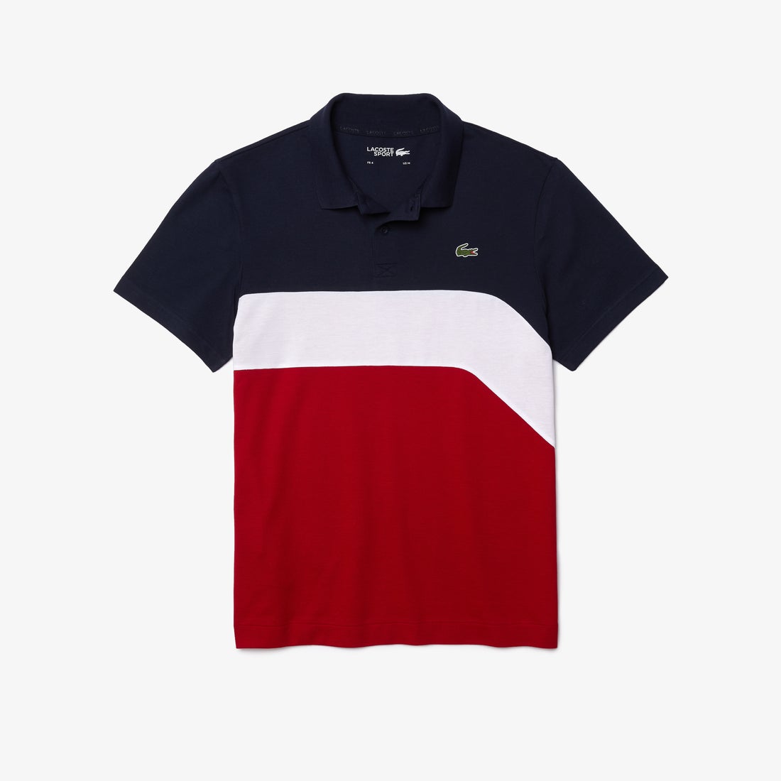 ラコステ LACOSTE アシンメトリー切り替えコットンドライポロシャツ