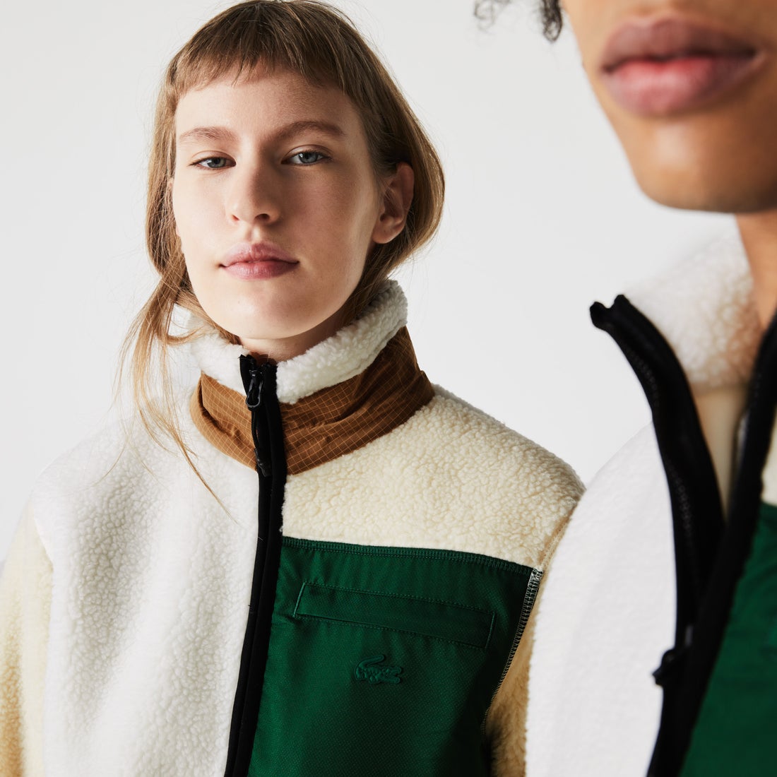 ラコステ LACOSTE LACOSTE L!VEパネル配色フリースジャケット （ミント 