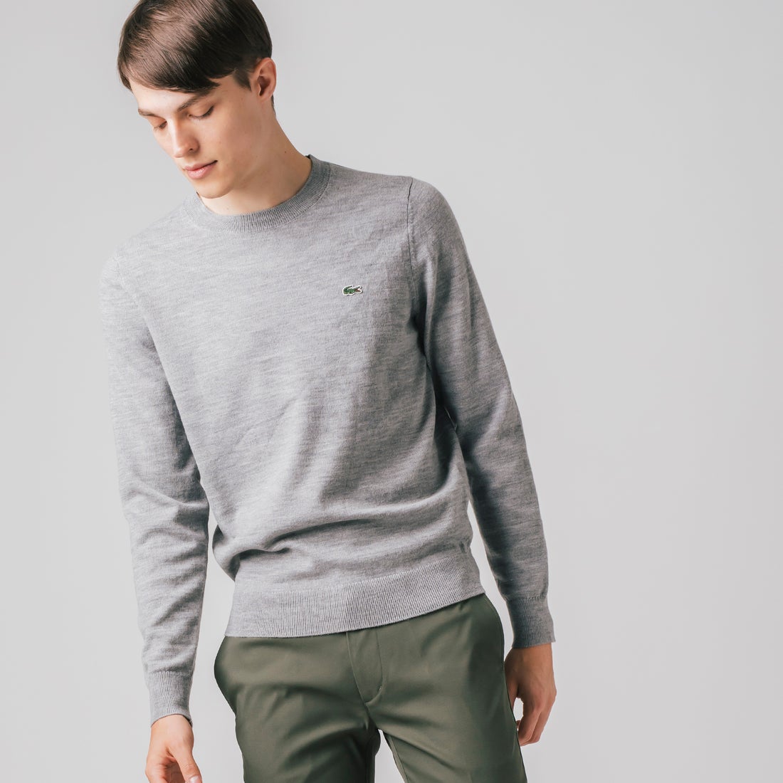 ラコステ LACOSTE Karl Karl?クルーネックニットセーター （グレー 