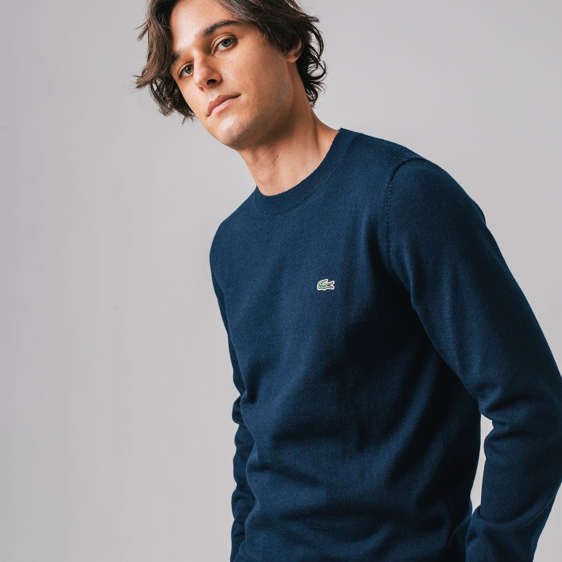 ラコステ LACOSTE Karl Karl?クルーネックニットセーター （グレー 